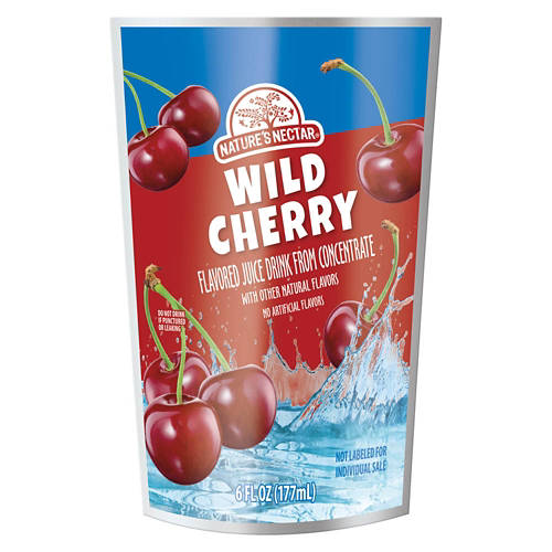Nature's Nectar Wild Cherry Juice Pouches - 10 pack, 6 fl oz pouch